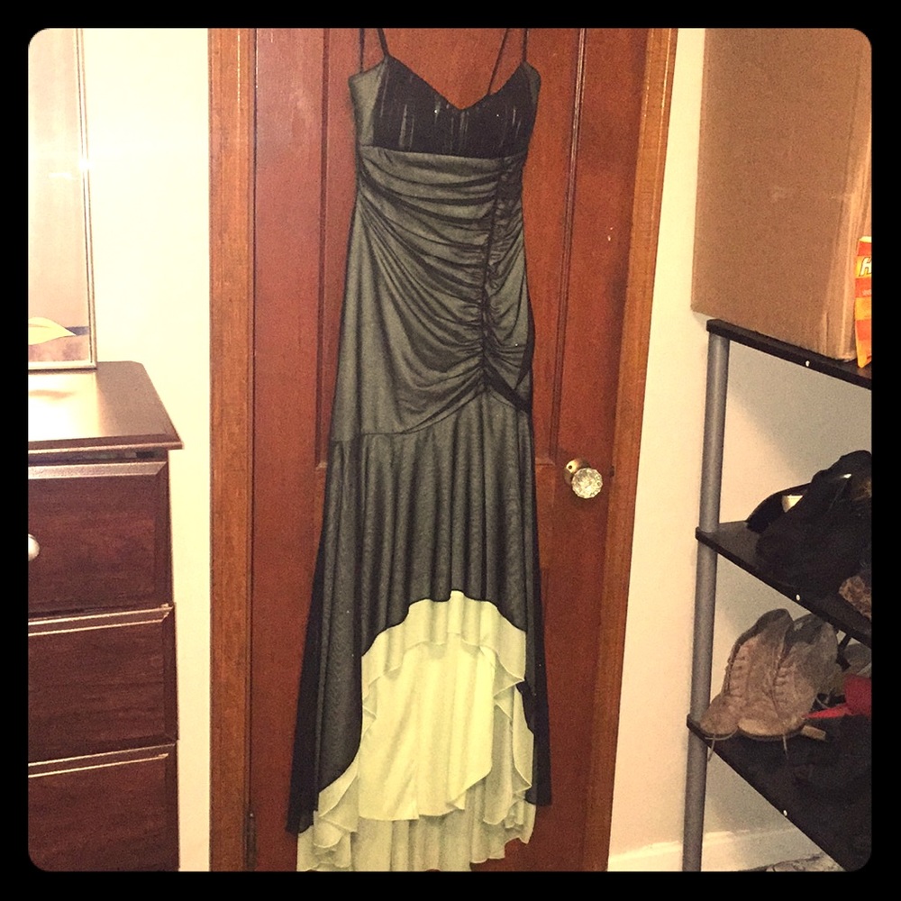 Shimmery formal black and green dress